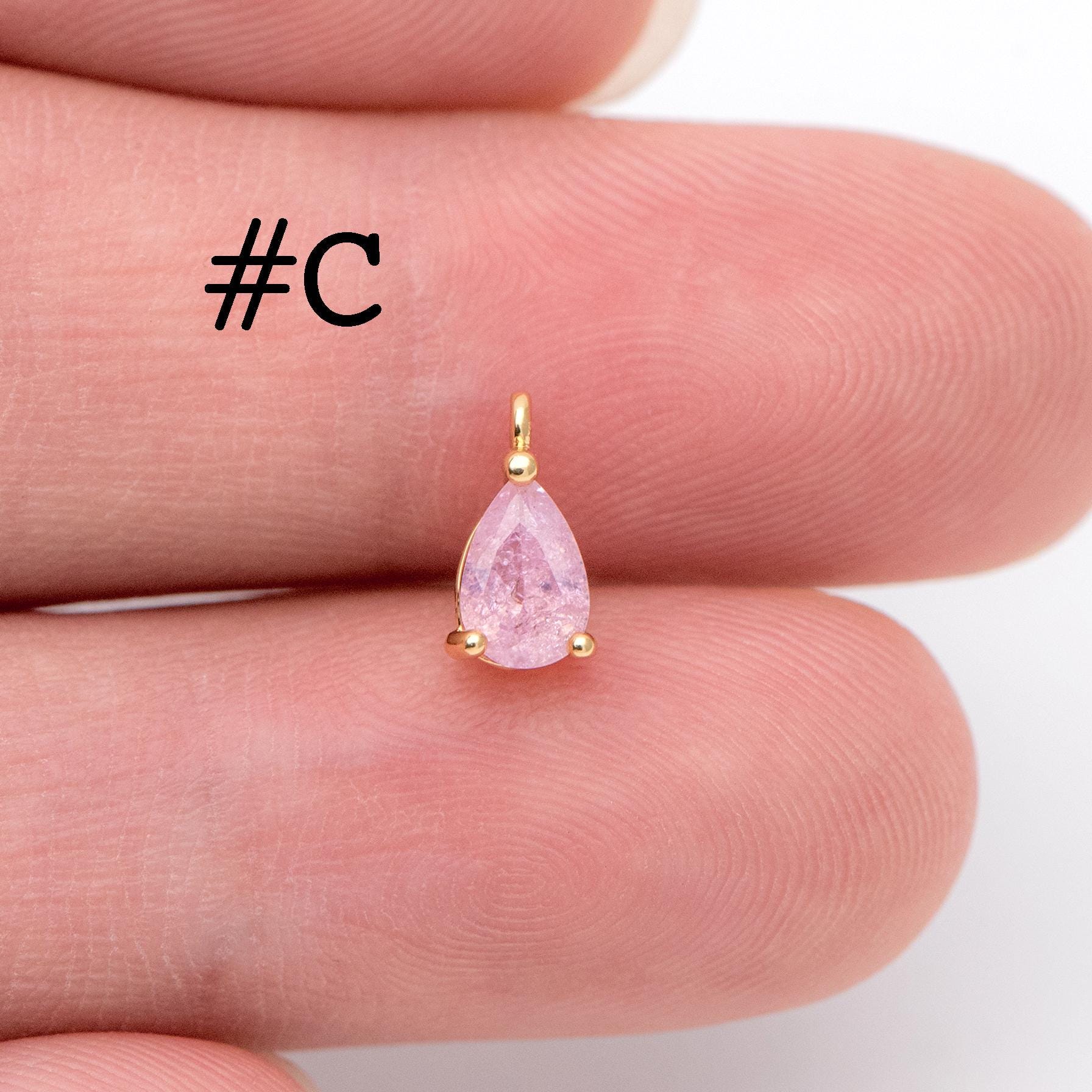 10pcs CZ Pave Teardrop Charms 8.5x5mm, 18K Gold plated Brass, Mini Water Drop Pendants (GB-812)